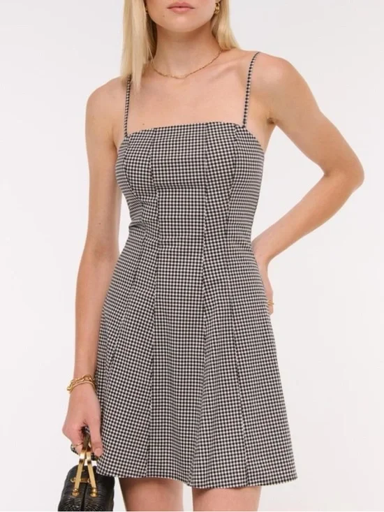 Abercrombie & Fitch Mila Gingham Mini Dress in Black/White - S - Picture 1 of 8